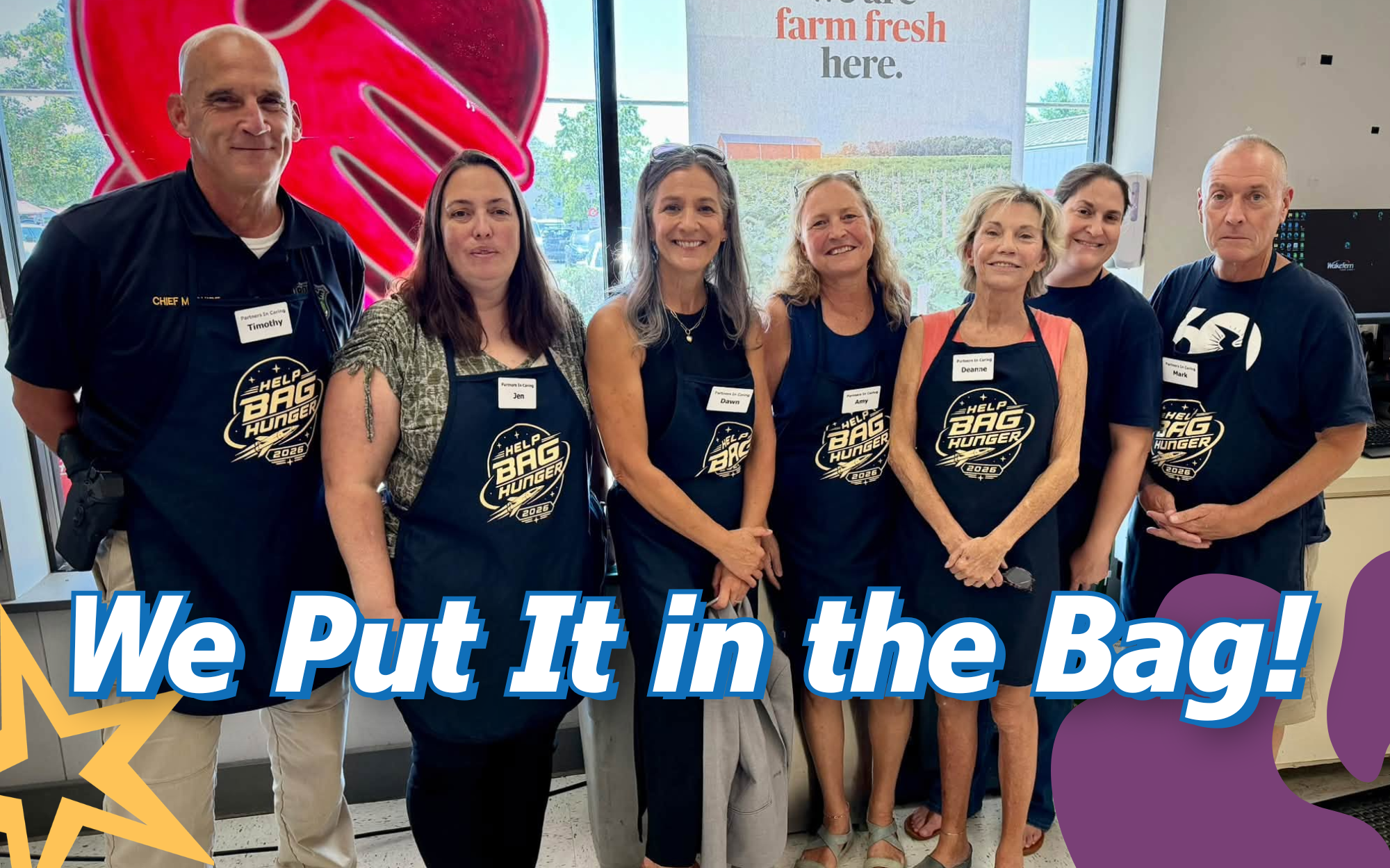 Dawn Hartfelder and Pam Briant from Family Promise rolled up their sleeves at ShopRite of Clinton for Help Bag Hunger, part of September's Hunger Action Month and ShopRite's Partners In Caring initiative.